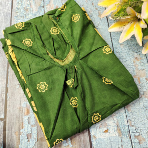 Dark Green color Cotton Printed Nighty for women