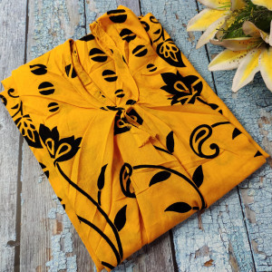 Yellow color Cotton Printed Nighty for women
