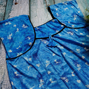 Blue color Hosiery cotton Printed Nighty for Ladies