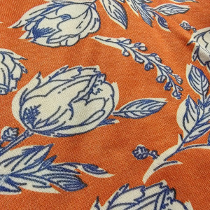 Orange color Hosiery cotton Printed Nighty for Ladies