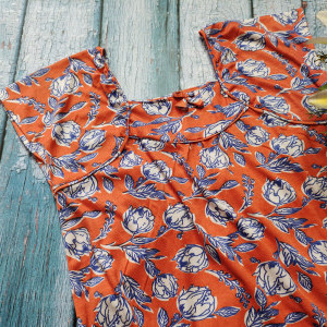 Orange color Hosiery cotton Printed Nighty for Ladies