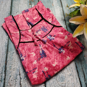 Pink color Hosiery cotton Printed Nighty for Ladies