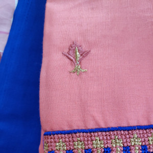 Pink color Cross Stitch Embroidered Party Wear Suit