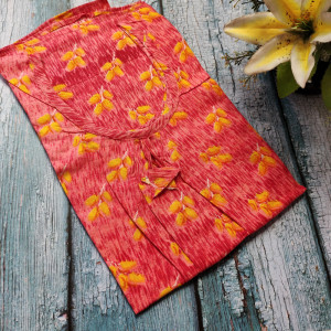 Peach color Nightwear - Leaf design Cotton Printed Nighty for women