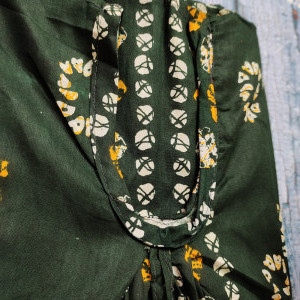 Dark Green color Batik Cotton Printed Nighty for women