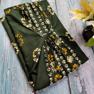 Dark Green color Batik Cotton Printed Nighty for women