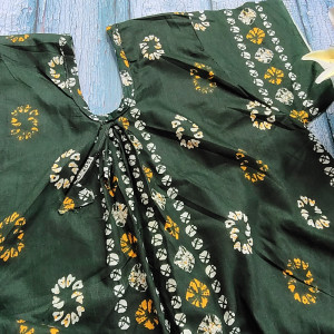 Dark Green color Nightwear - Batik Cotton Printed Nighty for women