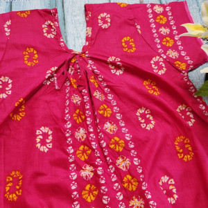 Magenta color Batik Cotton Printed Nighty for women