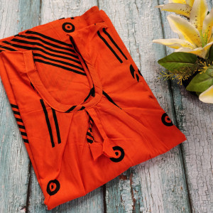 Orange color Nightwear - Cotton Printed Nighty for women