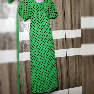 Green color Cotton Printed Nighty for women