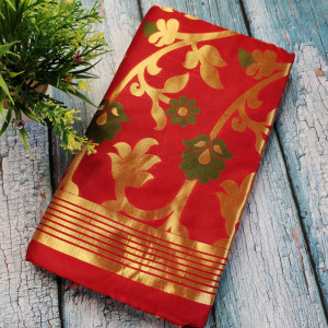Red color Heavy Jaal Pattern Silk Saree