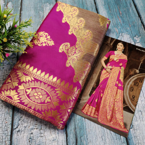 Fuchsia Pink color Sarees - New Pallu Pattern Latest Design Silk Saree