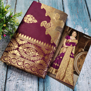 Purple color Sarees - New Pallu Pattern Latest Design Silk Saree