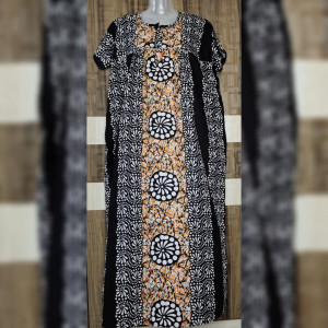 Black color New Batik Print Cotton Nighty for Ladies