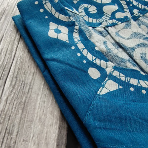 Blue color New Batik Print Cotton Nighty for Ladies