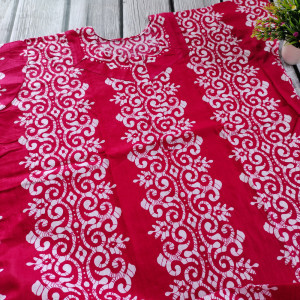 Magenta color New Batik Print Cotton Nighty for Ladies