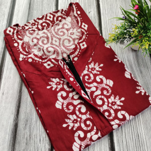 Maroon color New Batik Print Cotton Nighty for Ladies