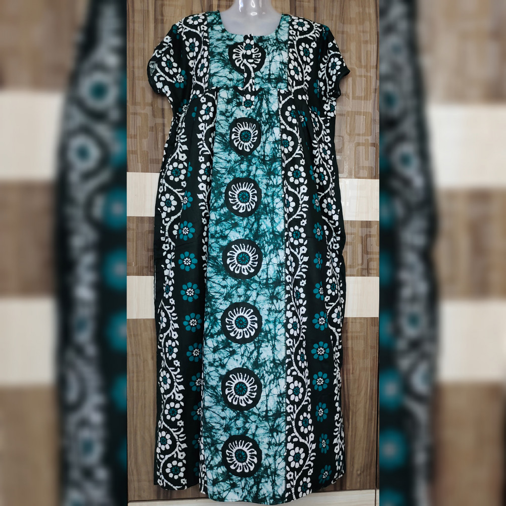 XL Size Cotton Batik Print Night Gown - ZamIndia - Online shop for women  suit material, nightwear, imitation jewellery and accessories.