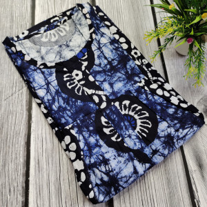 Navy Blue color Nightwear - New Batik Print Cotton Nighty for Ladies