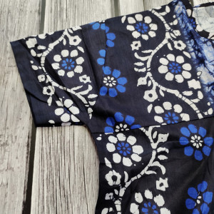 Navy Blue color New Batik Print Cotton Nighty for Ladies