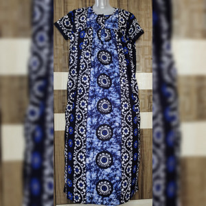 Navy Blue color New Batik Print Cotton Nighty for Ladies