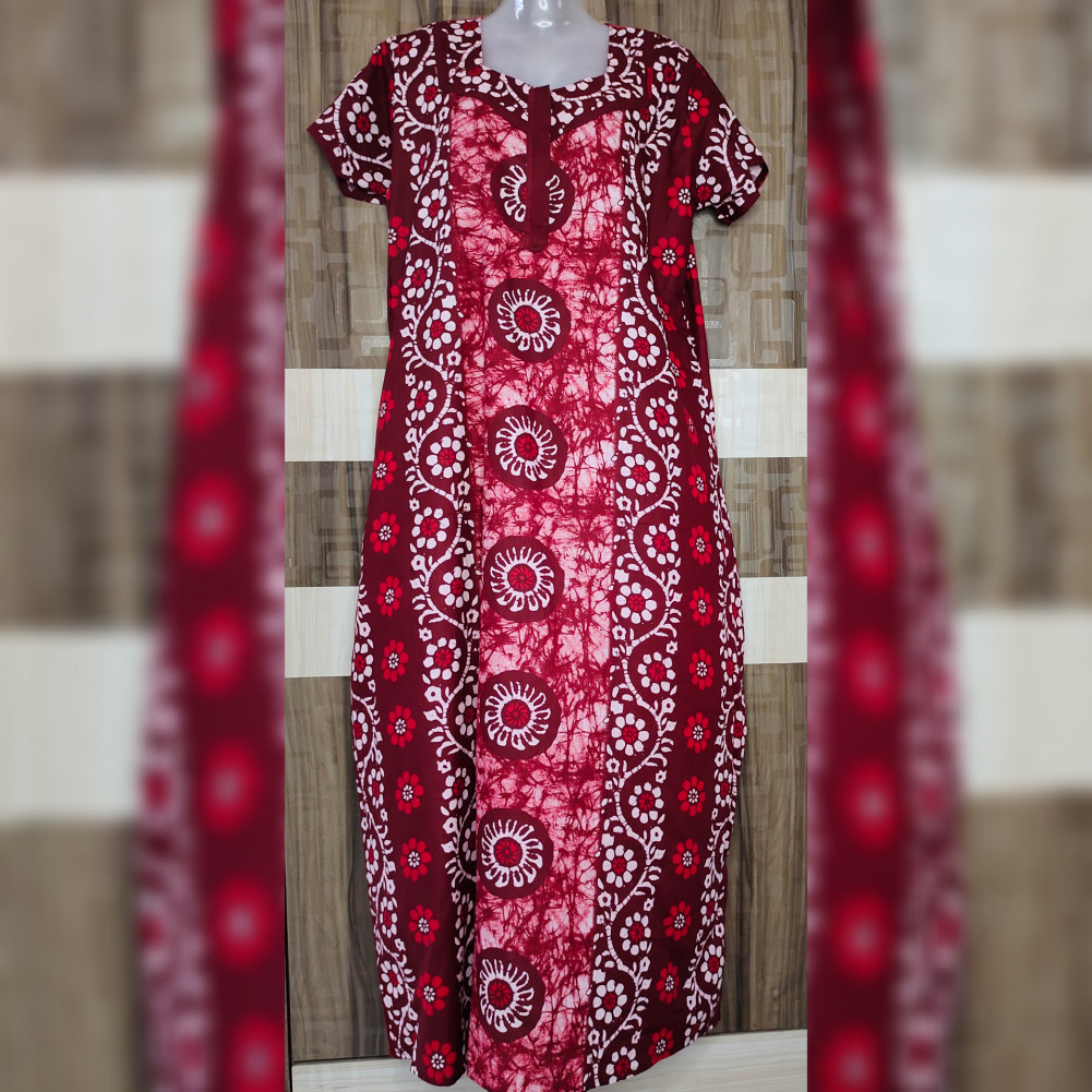 New Batik Print Cotton Nighty for Ladies - ZamIndia - Online shop for women  suit material, nightwear, imitation jewellery and accessories.