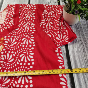 Red color New Batik Print Cotton Nighty for Ladies