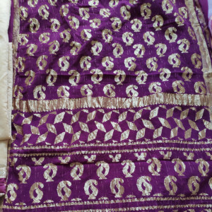 Magenta color Festive Wear Chanderi Suit With Net Heavy Dupatta