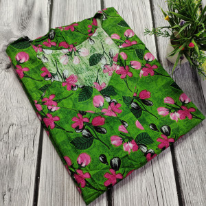 Green color Cotton Printed Nighty for Ladies