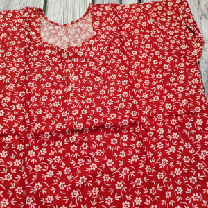 Red color Cotton Printed Nighty for Ladies