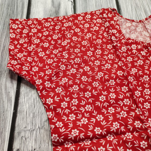 Red color Cotton Printed Nighty for Ladies