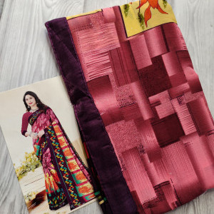 Mauve color Beautiful Printed Saree with Swarovski work Border
