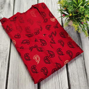 Red color Gujri Print Pure Cotton Nighty for Ladies 