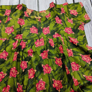 Green color Cotton Printed Nighty for Ladies