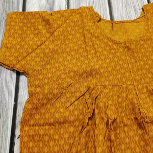 Mustard color Cotton Printed Nighty for Ladies