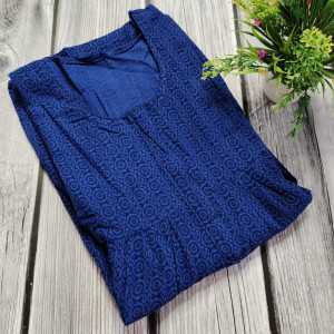 Navy Blue color Nightwear - Cotton Printed Nighty for Ladies