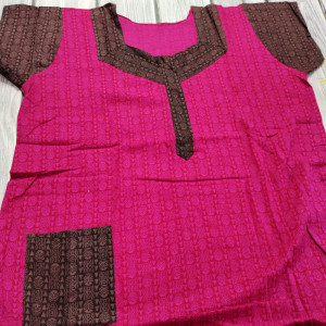 Magenta color Cotton Printed Nighty for Ladies