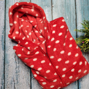 Indian Red color Woolen Blanket Material Hoodie Nighty for Women