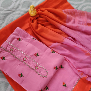 Pink color Unstitched Suits - Casual Wear Suit