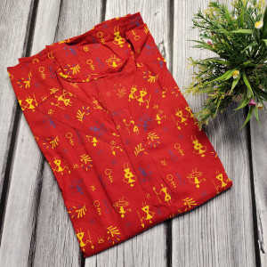 Red color Nightwear - Soft Cotton Printed Nighty for Ladies
