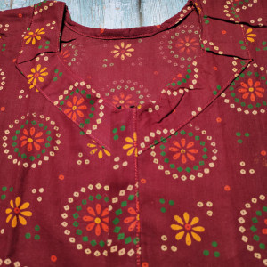 Maroon color Soft Cotton Printed Nighty for Ladies