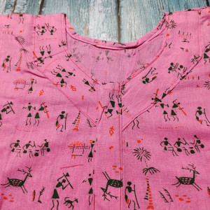 Pink color Soft Cotton Printed Nighty for Ladies