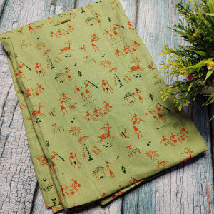 Light Green color Soft Cotton Printed Nighty for Ladies