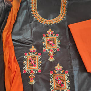 Brown color Casual Wear Suit Embroidered Suit With Two Tone Dupatta