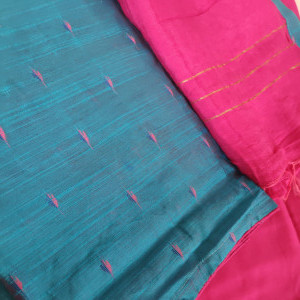 Blue color Chanderi Handwork Party Wear Suit Material