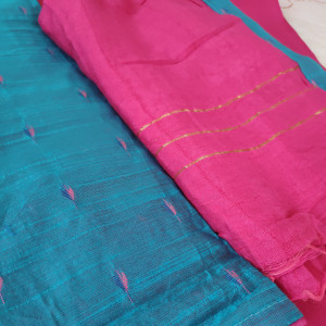 Blue color Chanderi Handwork Party Wear Suit Material