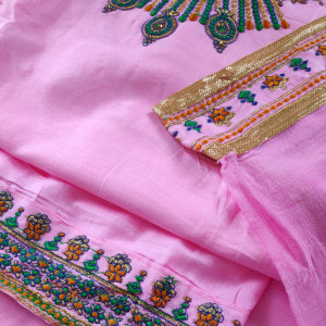 Pink color Embroidered Party Wear Suit
