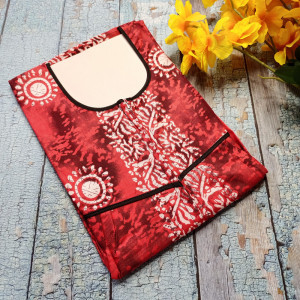 Indian Red color Nightwear - Summer Nighty for Women Batik Print