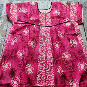 Pink color Summer Nighty for Women Batik Print