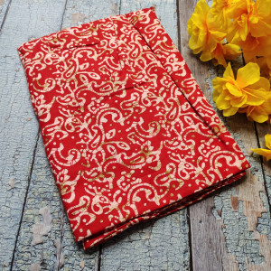Red color Summer Nighty for Women Batik Print